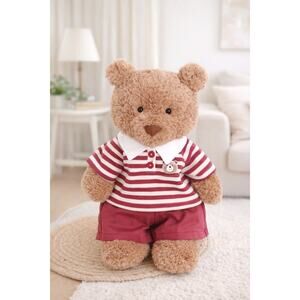 Bartholomew bear cute clothes outfits - Red Striped Polo Set[BXYC-15-14IN]